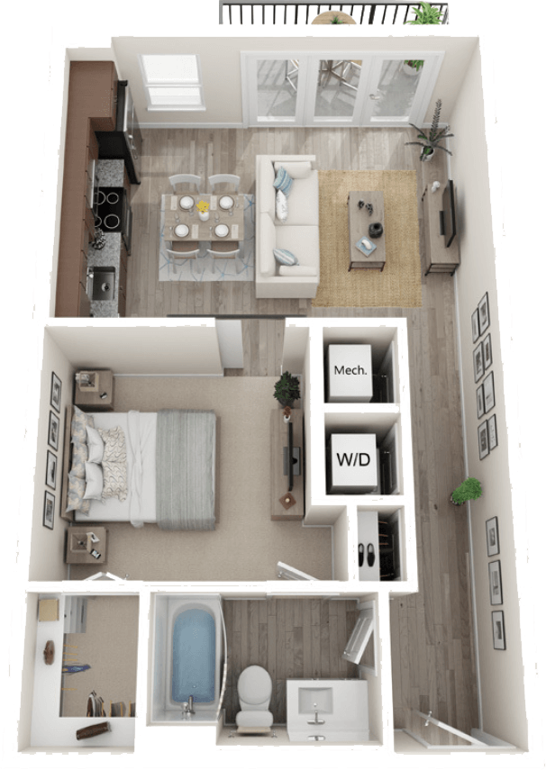 1 bed 1 bath floor plan the reef